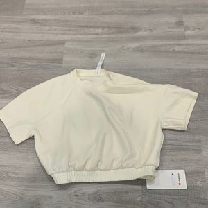 White Lulu Lemon Softstreme Gathered Tee in size 8